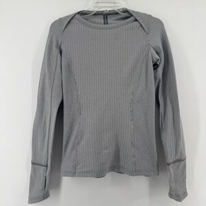 Lululemon Gray Herringbone Define Size 4 Long Sleeve Athletic Activewear Top